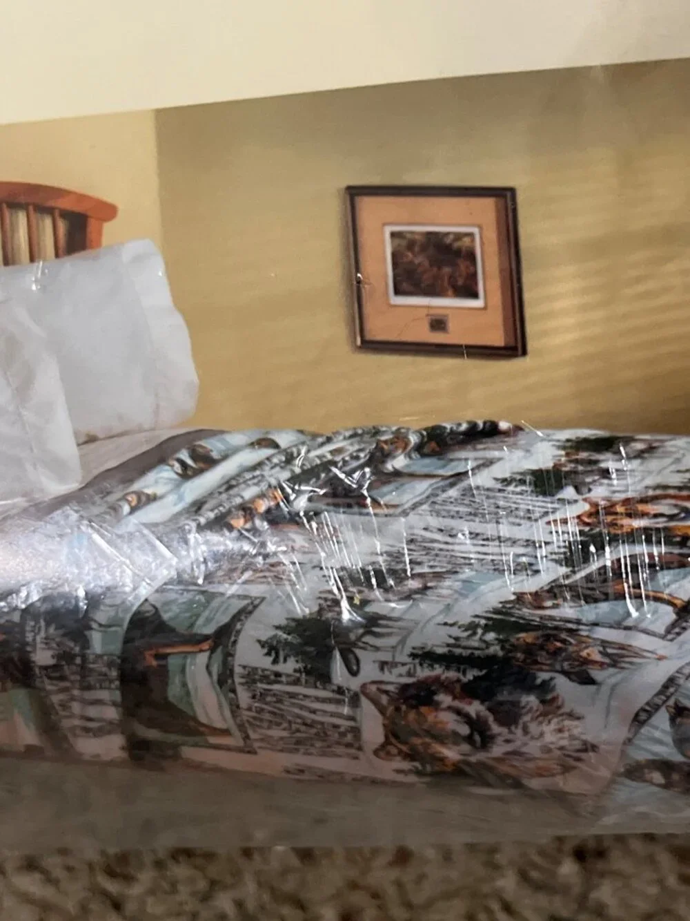 Mainstays Wolf Blanket Twin Full 72x90 Wolfpack Fleece Throw USA New Open Pkg